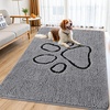 image:imageSmiry Dog Door Mat for Muddy Paws Absorbent Non Slip Dirt Trapper 47x32Grey and Black