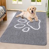 image:imageSmiry Dog Door Mat for Muddy Paws Absorbent Non Slip Dirt Trapper 47x32Grey and White