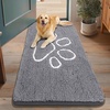 image:imageSmiry Dog Door Mat for Muddy Paws Absorbent Non Slip Dirt Trapper 47x32Grey and White