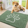 image:imageSmiry Dog Door Mat for Muddy Paws Absorbent Non Slip Dirt Trapper 47x32Olive Green and White