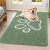 image:imageSmiry Dog Door Mat for Muddy Paws Absorbent Non Slip Dirt Trapper 47x32Olive Green and White