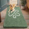 image:imageSmiry Dog Door Mat for Muddy Paws Absorbent Non Slip Dirt Trapper 47x32Olive Green and White