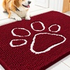 image:imageSmiry Dog Door Mat for Muddy Paws Absorbent Non Slip Dirt Trapper 47x32Red and White