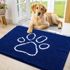 image:imageSmiry Dog Door Mat for Muddy Paws Absorbent Non Slip Dirt Trapper 47x32Royal Blue and White