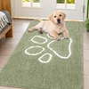 image:imageSmiry Dog Door Mat for Muddy Paws Absorbent Non Slip Dirt Trapper 47x32Sage Green and White