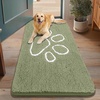 image:imageSmiry Dog Door Mat for Muddy Paws Absorbent Non Slip Dirt Trapper 47x32Sage Green and White