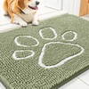 image:imageSmiry Dog Door Mat for Muddy Paws Absorbent Non Slip Dirt Trapper 47x32Sage Green and White