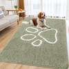 image:imageSmiry Dog Door Mat for Muddy Paws Absorbent Non Slip Dirt Trapper 47x32Sage Green and White