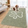 image:imageSmiry Dog Door Mat for Muddy Paws Absorbent Non Slip Dirt Trapper 47x32Sage Green and White
