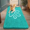 image:imageSmiry Dog Door Mat for Muddy Paws Absorbent Non Slip Dirt Trapper 47x32Turquoise and White