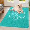 image:imageSmiry Dog Door Mat for Muddy Paws Absorbent Non Slip Dirt Trapper 47x32Turquoise and White