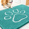 image:imageSmiry Dog Door Mat for Muddy Paws Absorbent Non Slip Dirt Trapper 47x32Turquoise and White