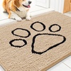 image:imageSmiry Dog Door Mat for Muddy Paws Absorbent Non Slip Dirt Trapper 47x32Beige and Black