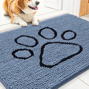 image:imageSmiry Dog Door Mat for Muddy Paws Absorbent Non Slip Dirt Trapper 47x32Airy Blue and Black