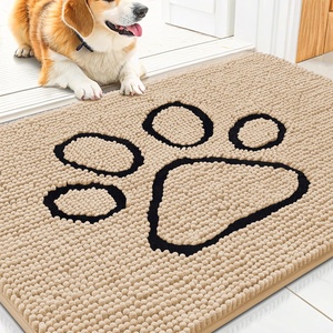 image:imageSmiry Dog Door Mat for Muddy Paws Absorbent Non Slip Dirt Trapper 47x32Beige and Black