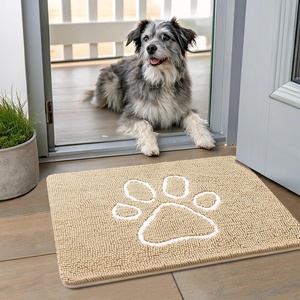 image:imageSmiry Dog Door Mat for Muddy Paws Absorbent Non Slip Dirt Trapper 47x32Beige and White
