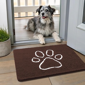 image:imageSmiry Dog Door Mat for Muddy Paws Absorbent Non Slip Dirt Trapper 47x32Brown and White