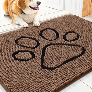 image:imageSmiry Dog Door Mat for Muddy Paws Absorbent Non Slip Dirt Trapper 47x32Coffee and Black