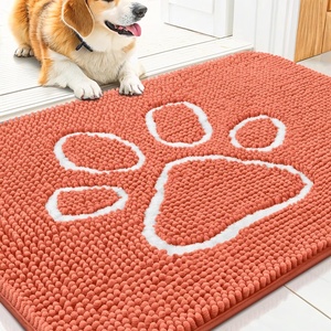 image:imageSmiry Dog Door Mat for Muddy Paws Absorbent Non Slip Dirt Trapper 47x32Coral and White
