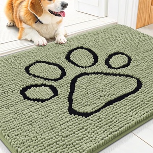 image:imageSmiry Dog Door Mat for Muddy Paws Absorbent Non Slip Dirt Trapper 47x32Sage Green and Black