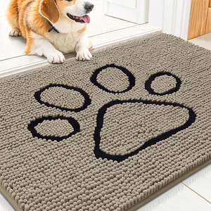 image:imageSmiry Dog Door Mat for Muddy Paws Absorbent Non Slip Dirt Trapper 47x32Warm Taupe and Black