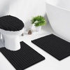 image:imageSmiry Soft Chenille Bathroom Toilet Lid Cover Stays in Place Rubber Backing Covers Machine Washable 175x15 Fits Most Round Elongated and Oblong Lids Accessories Decor Light GreyBlack