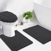 image:imageSmiry Soft Chenille Bathroom Toilet Lid Cover Stays in Place Rubber Backing Covers Machine Washable 175x15 Fits Most Round Elongated and Oblong Lids Accessories Decor Light GreyDark Grey