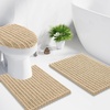 image:imageSmiry Soft Chenille Bathroom Toilet Lid Cover Stays in Place Rubber Backing Covers Machine Washable 175x15 Fits Most Round Elongated and Oblong Lids Accessories Decor Light GreyBeige