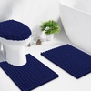 image:imageSmiry Soft Chenille Bathroom Toilet Lid Cover Stays in Place Rubber Backing Covers Machine Washable 175x15 Fits Most Round Elongated and Oblong Lids Accessories Decor Light GreyNavy Blue