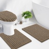 image:imageSmiry Soft Chenille Bathroom Toilet Lid Cover Stays in Place Rubber Backing Covers Machine Washable 175x15 Fits Most Round Elongated and Oblong Lids Accessories Decor Light GreyCamel