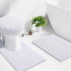 image:imageSmiry Soft Chenille Bathroom Toilet Lid Cover Stays in Place Rubber Backing Covers Machine Washable 175x15 Fits Most Round Elongated and Oblong Lids Accessories Decor Light GreyWhite