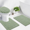 image:imageSmiry Soft Chenille Bathroom Toilet Lid Cover Stays in Place Rubber Backing Covers Machine Washable 175x15 Fits Most Round Elongated and Oblong Lids Accessories Decor Light GreySage Green