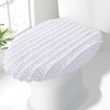 image:imageSmiry Soft Chenille Bathroom Toilet Lid Cover Stays in Place Rubber Backing Covers Machine Washable 175x15 Fits Most Round Elongated and Oblong Lids Accessories Decor Light GreyWhite