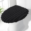 image:imageSmiry Soft Chenille Bathroom Toilet Lid Cover Stays in Place Rubber Backing Covers Machine Washable 175x15 Fits Most Round Elongated and Oblong Lids Accessories Decor Light GreyBlack
